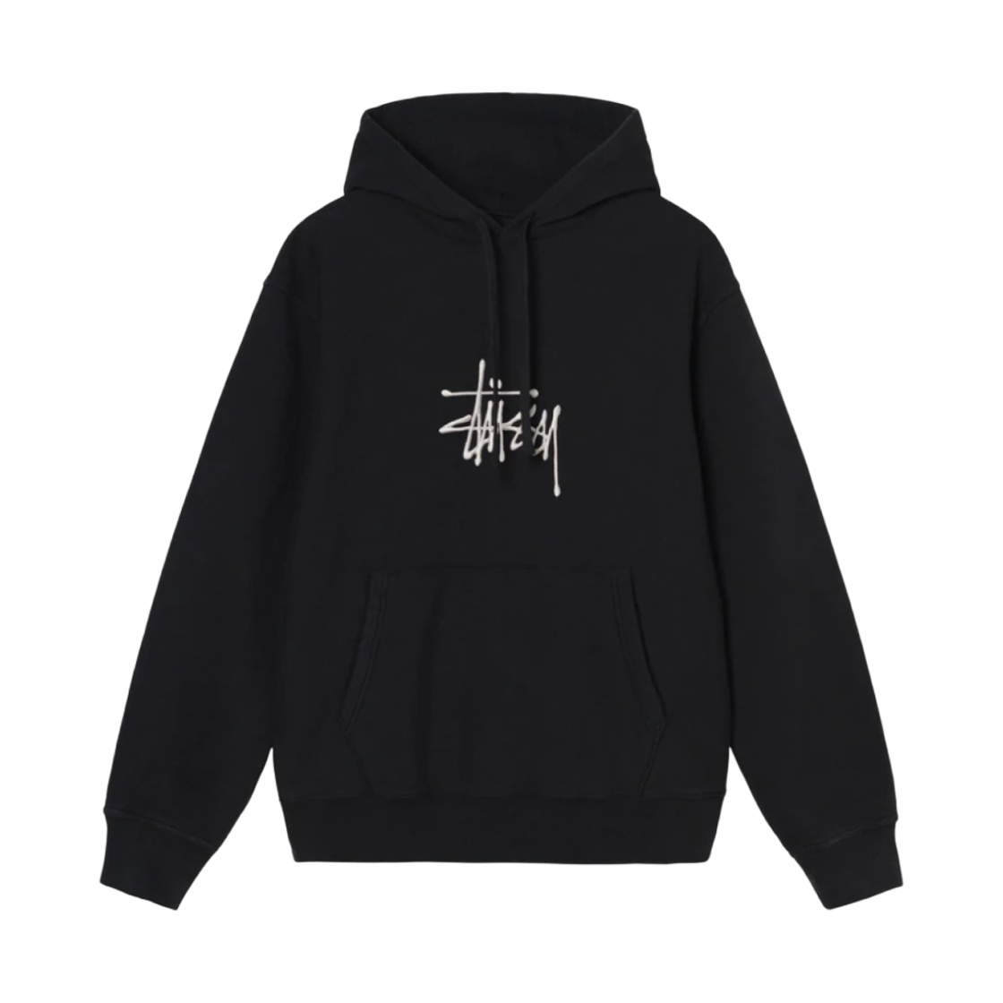 스투시 베이직 아플리케 후드 블랙