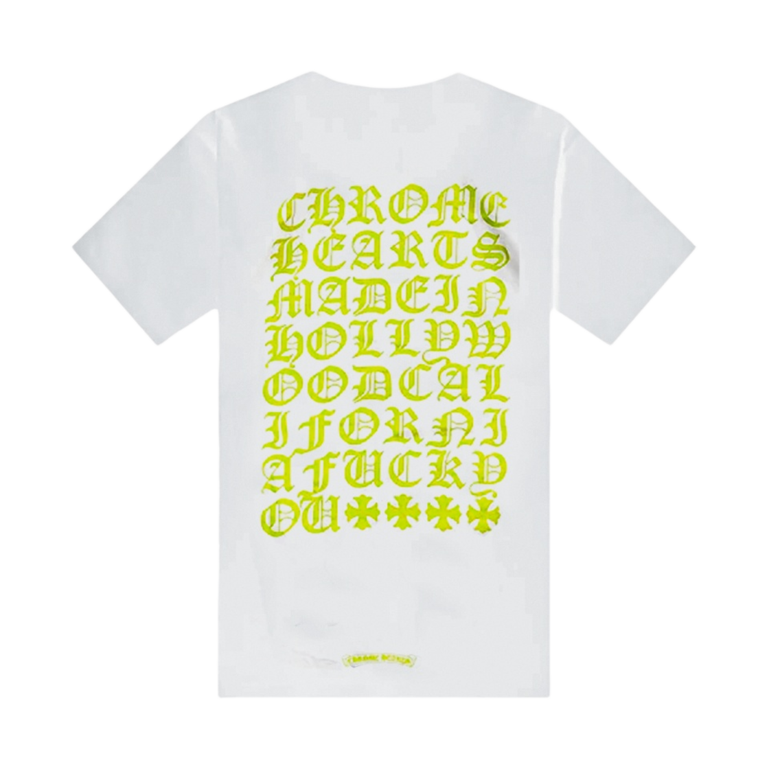 - Chrome Hearts Made in Hollywood Yellow Script Logo T-Shirt White