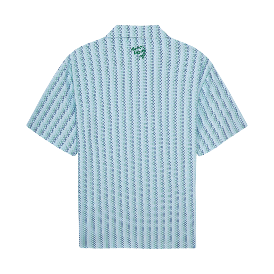 (W) 메종 키츠네 프로파일 폭스 다이아몬드 스트라이프 숏슬리브 셔츠 스카이 블루((W) Maison Kitsune Profile Fox Diamond Stripe Short Sleeve Shirt Sky Blue) - 2