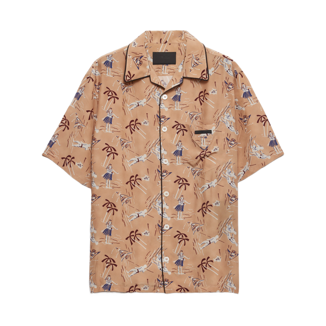 프라다 프린티드 실크 블렌드 볼링 셔츠 카메오(Prada Printed Silk Blend Bowling Shirt Cameo) - 1