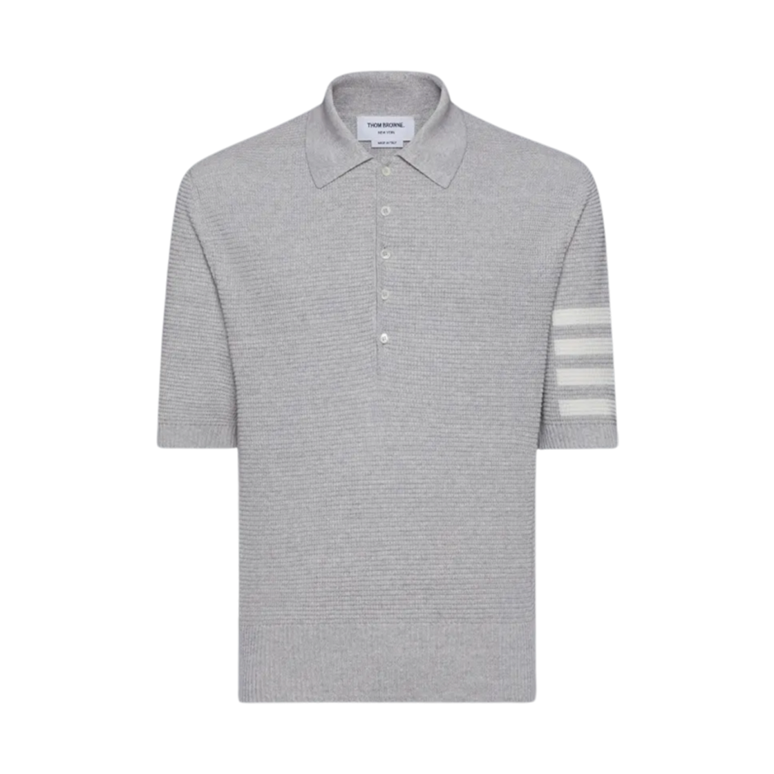 톰브라운 리넨 코튼 사선 릴렉스드 핏 폴로 파스텔 그레이(Thom Browne Linen Cotton 4-Bar Relaxed Fit Polo Pastel Grey) - 1
