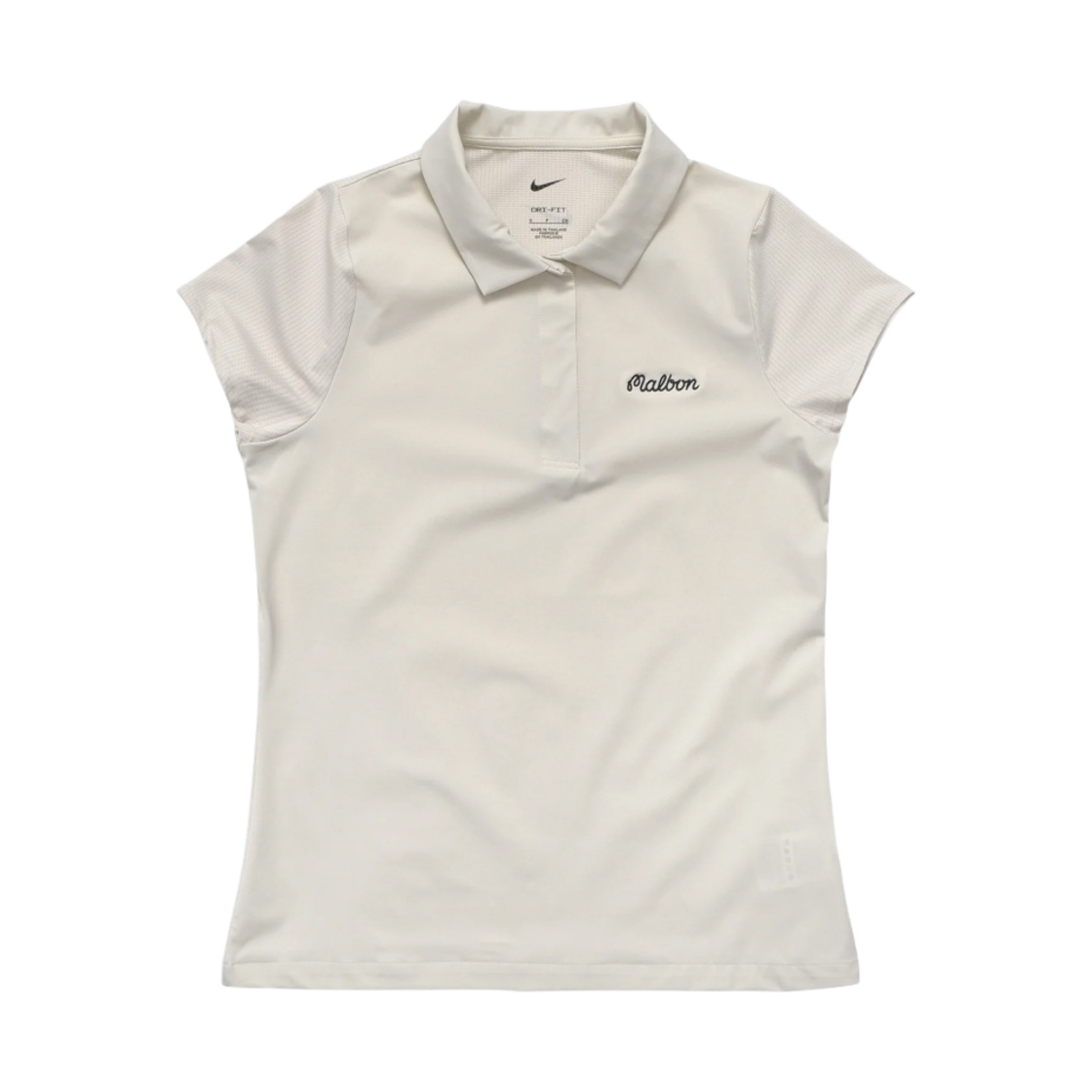 (W) 말본 골프 x 나이키 드라이핏 숏슬리브 폴로 라이트 오어우드 브라운((W) Malbon Golf x Nike Dri-Fit Short Sleeve Polo Light Orewood Brown) - 1