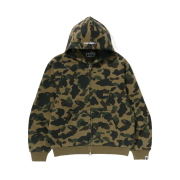 BAPE 1st Camo Heavy Wash Cropped Fit Zip Hoodie Green