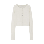 (W) Bohemian Seoul Hairy Round Neck Knit Cardigan Ivory