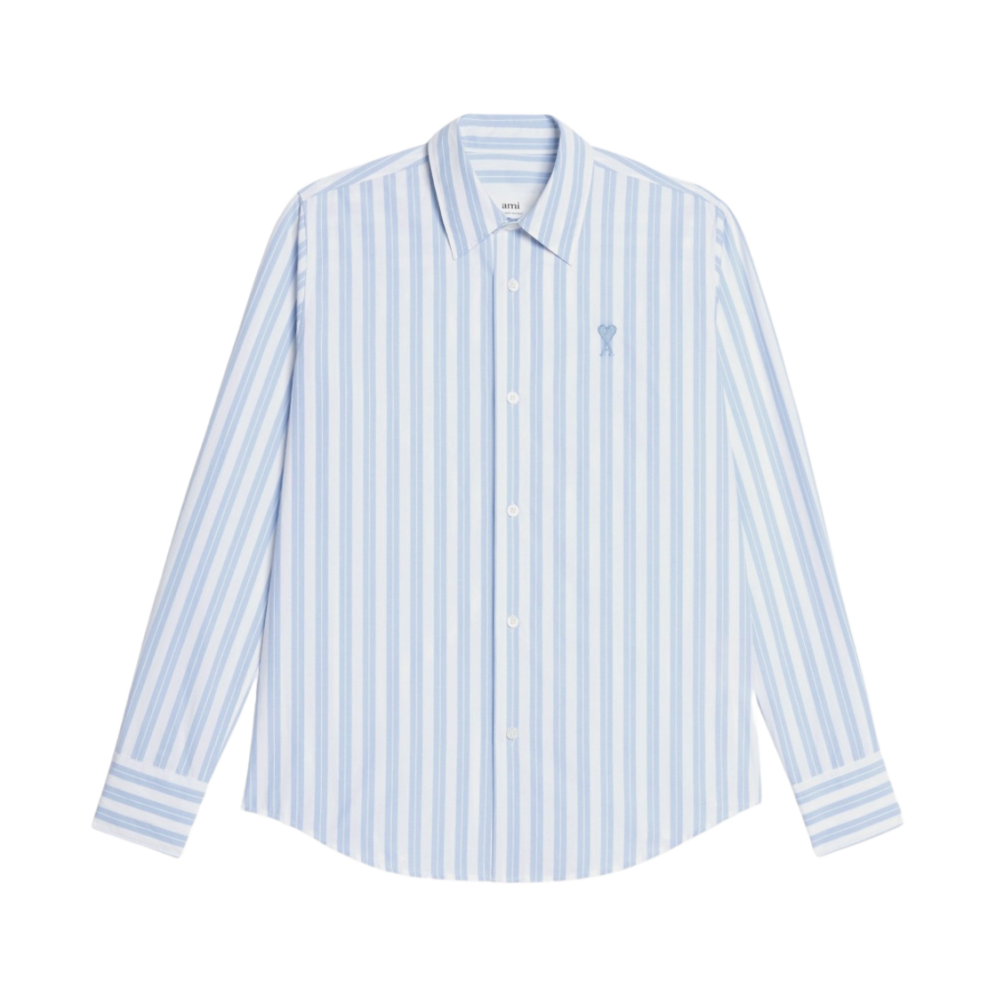 (W) 아미 토날 하트 로고 셔츠 스카이 블루 내츄럴 화이트((W) AMI Tonal de Coeur Shirt Sky Blue Natural White) - 1
