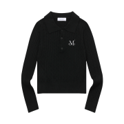 MUCENT Lemelo Collar-Neck Button Crop Knit Black
