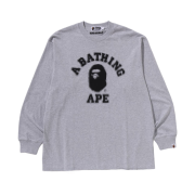 BAPE College Relaxed Fit L/S T-Shirt Grey