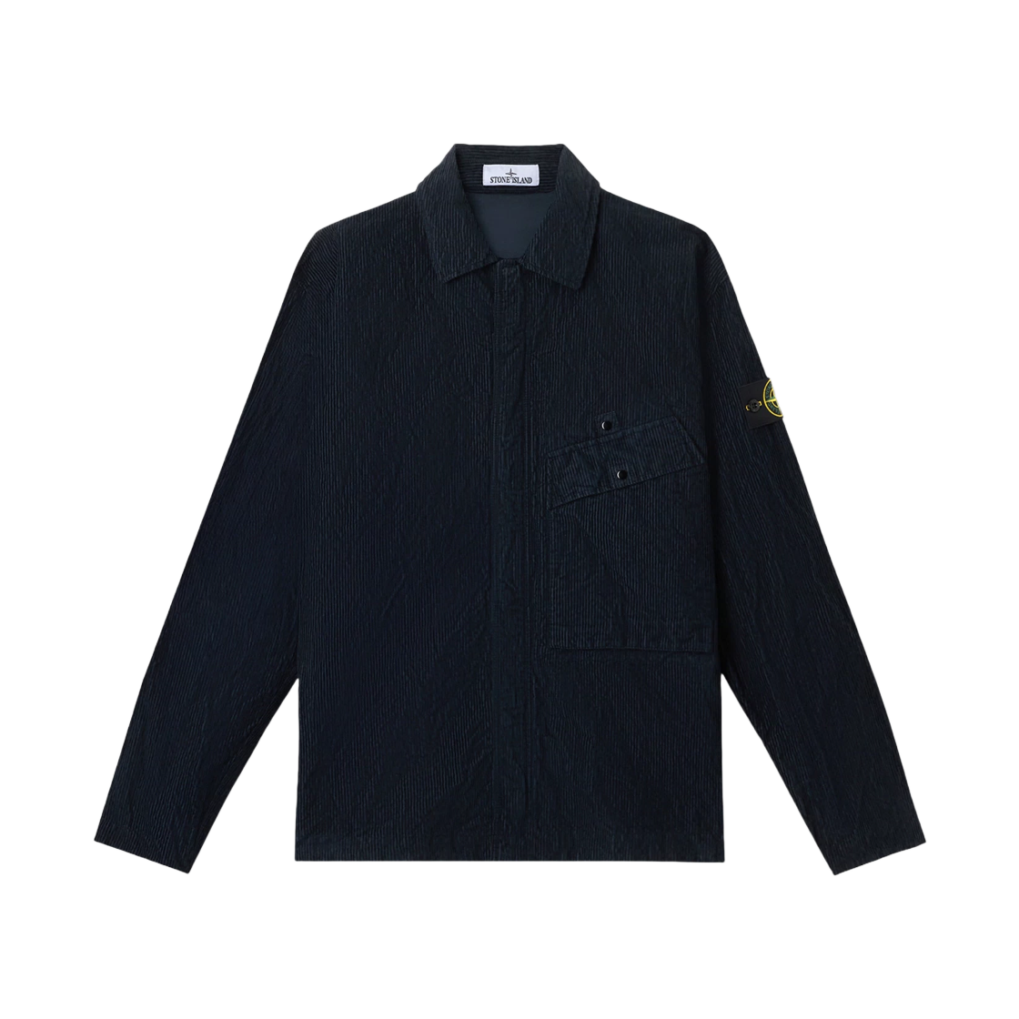 K2S1512000-20S0229-V0020 Stone Island 1200020 Wrinkled Corduroy 500 TC Comfort Fit Overshirt with Chest Pocket and Two Way Zip Navy Blue - 25FW
