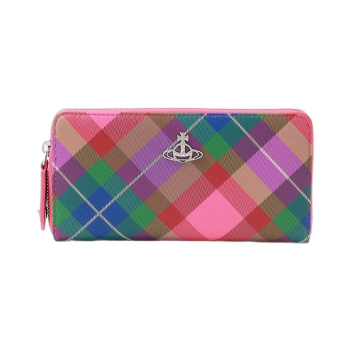 비비안 웨스트우드 사피아노 프린티드 라운드 지퍼 롱 월렛 캔디 타탄(Vivienne Westwood Saffiano Printed Round Zipper Long Wallet Candy Tartan) - 1