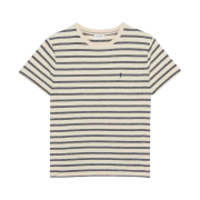 Saint Laurent Striped Cassandre T-Shirt in Jersey Naturel Et Marine