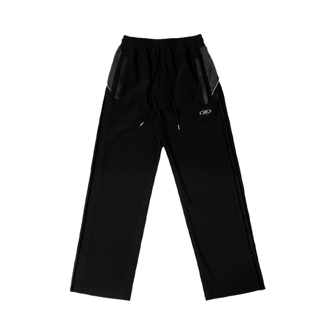 본투윈 스웨이드 실버 라인 저지 와이드 팬츠 블랙