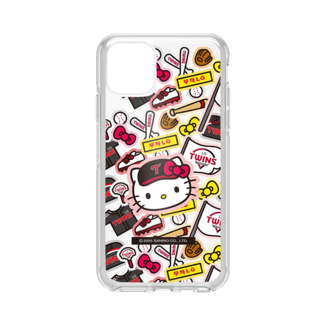 LG 트윈스 x 헬로 키티 아이폰 스티커 젤 하드 폰 케이스 클리어(LG Twins x Hello Kitty iphone Sticker Gel Hard Phone Case Clear)