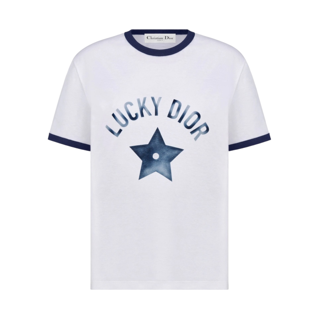 (W) 디올 리넨 코튼 럭키 디올 티셔츠 화이트((W) Dior Linen Cotton Lucky Dior T-Shirt White) - 1