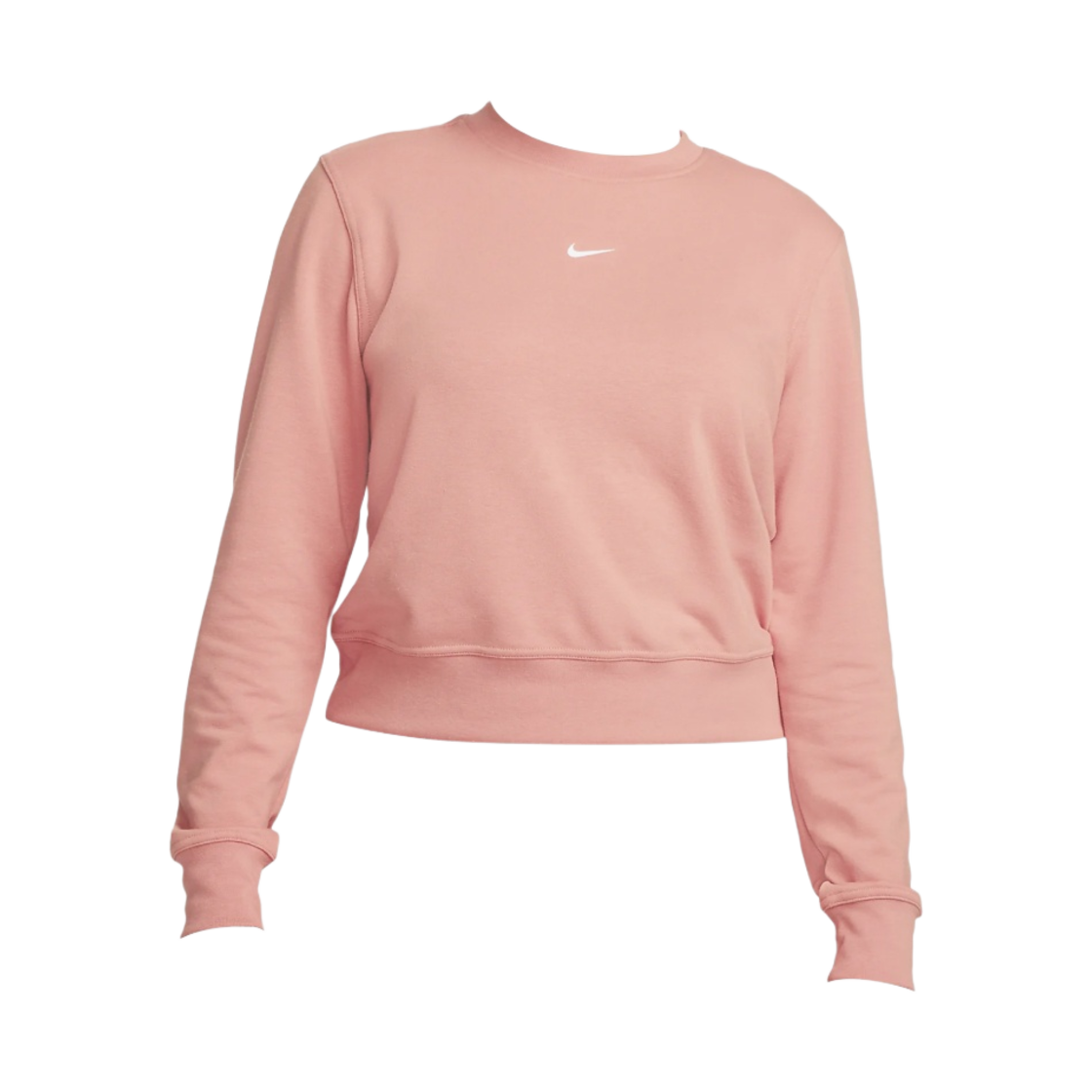 FB5126-618 (W) Nike Dri-Fit One Crewneck French Terry Sweatshirt Red Stardust White - Asia