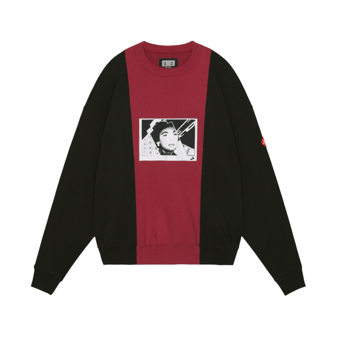 카브엠트 패널드 투 톤 크루넥 레드 블랙 - 24SS(Cav Empt Paneled Two Tone Crew Neck Red Black - 24SS)