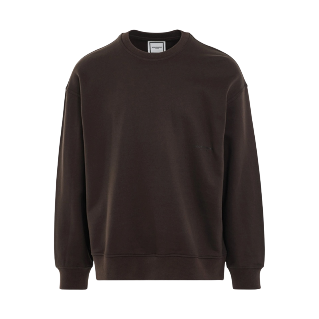 W233TS22719D Wooyoungmi Leather Patch Sweatshirt Brown - 23FW