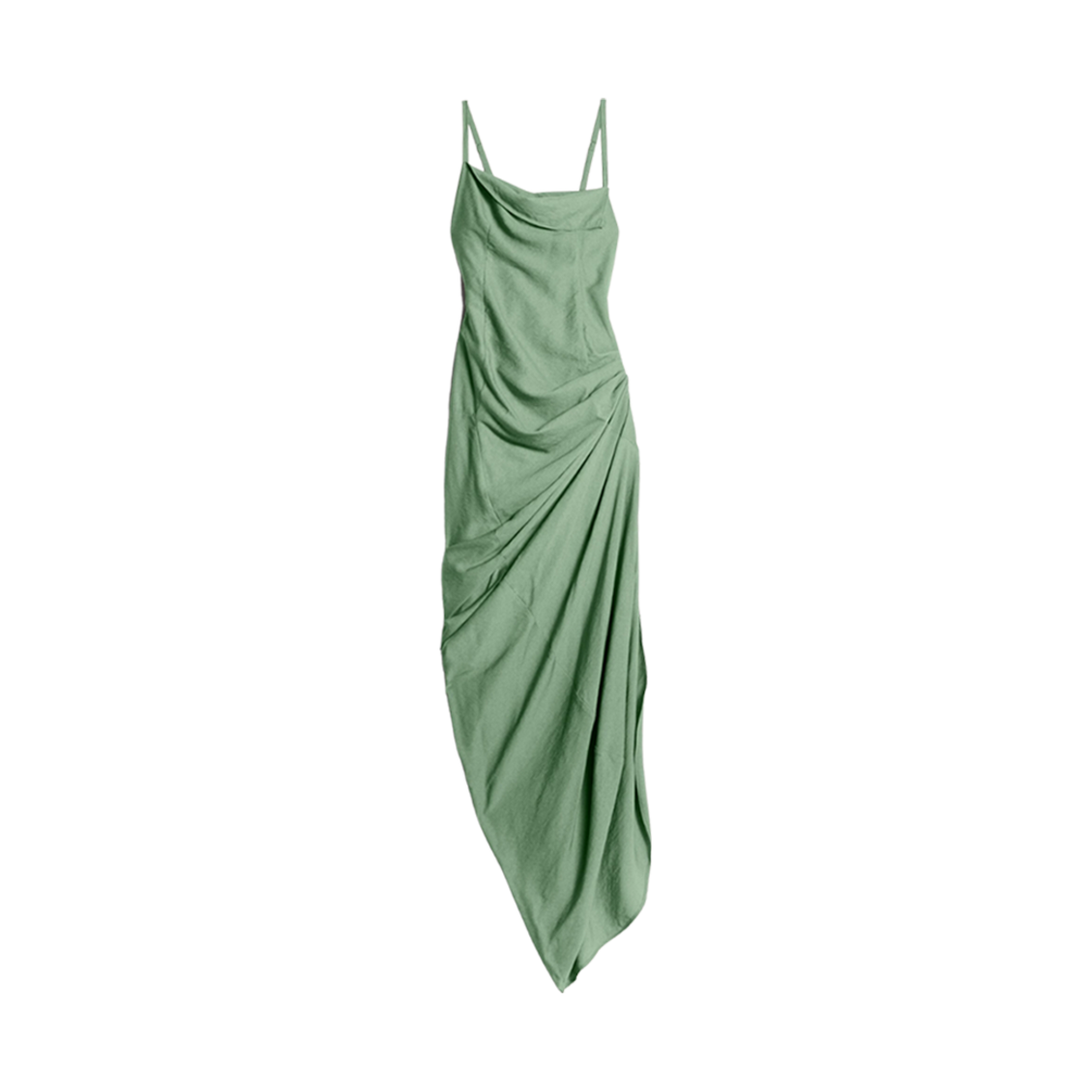 (W) 자크뮈스 라 로브 로브 랑그 롱 어시메트릭 드레이프 드레스 카키((W) Jacquemus La Robe Saudade Longue Long Asymmetric Draped Dress Khaki) - 1