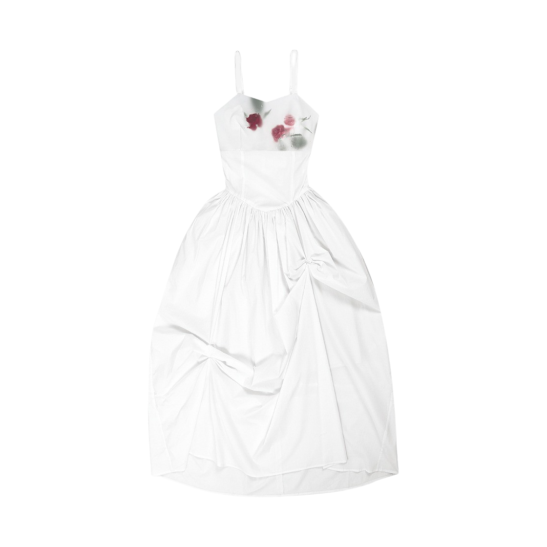 23SUMOPSW Darling You're Bad Women Unbalanced Shirring Long Dress White