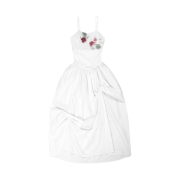 Darling You're Bad Women Unbalanced Shirring Long Dress White