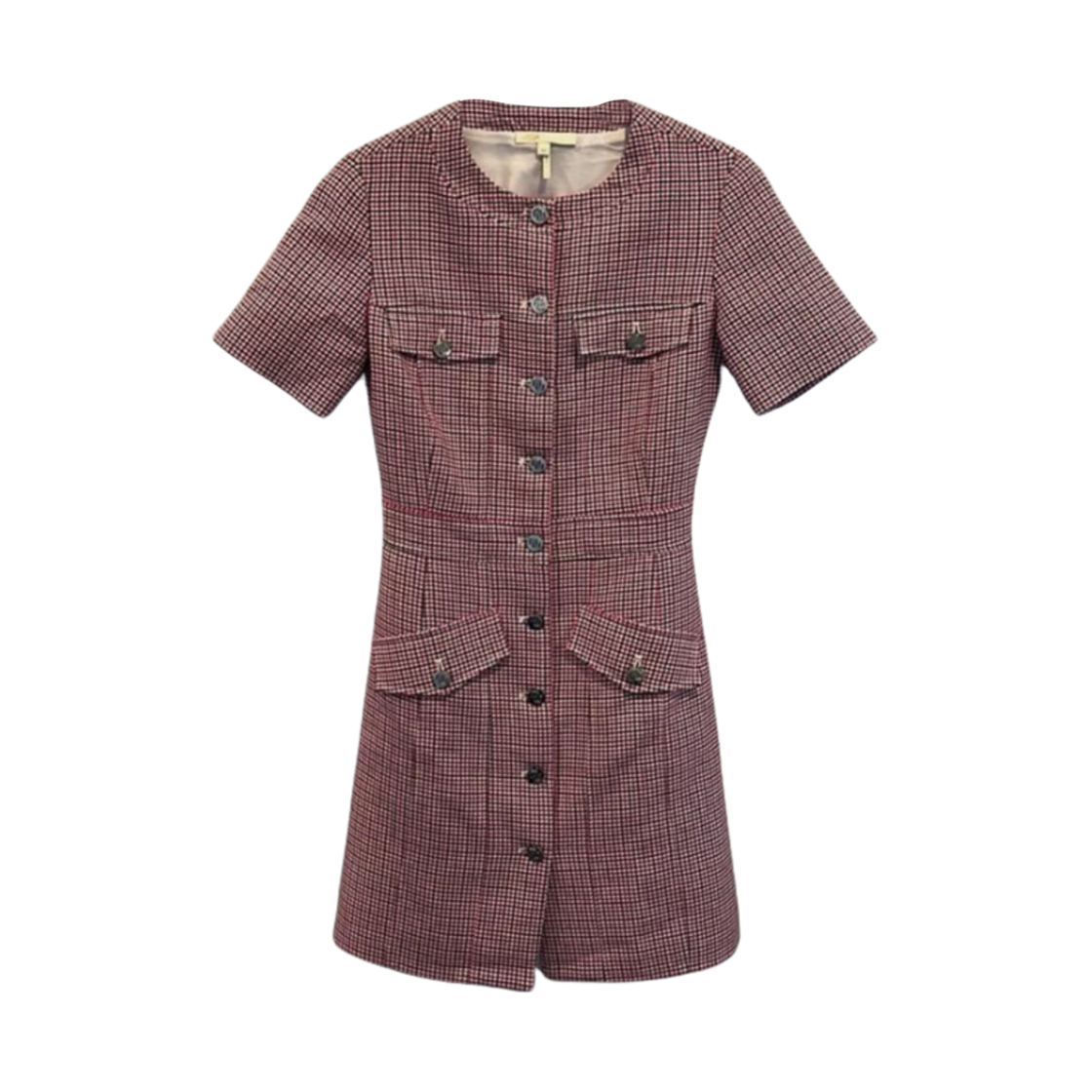 (W) 마쥬 체크 미니 드레스 푸시아((W) Maje Check Mini Dress Fuchsia)