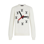Louis Vuitton Clock Intarsia Pullover White