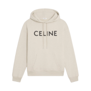 Celine Loose Hoodie in Cotton Fleece Cream Black