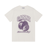 (W) Ganni Plum Relaxed T-Shirt Egret