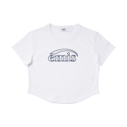 (W) Emis Cropped Chain Stitch T-Shirt White