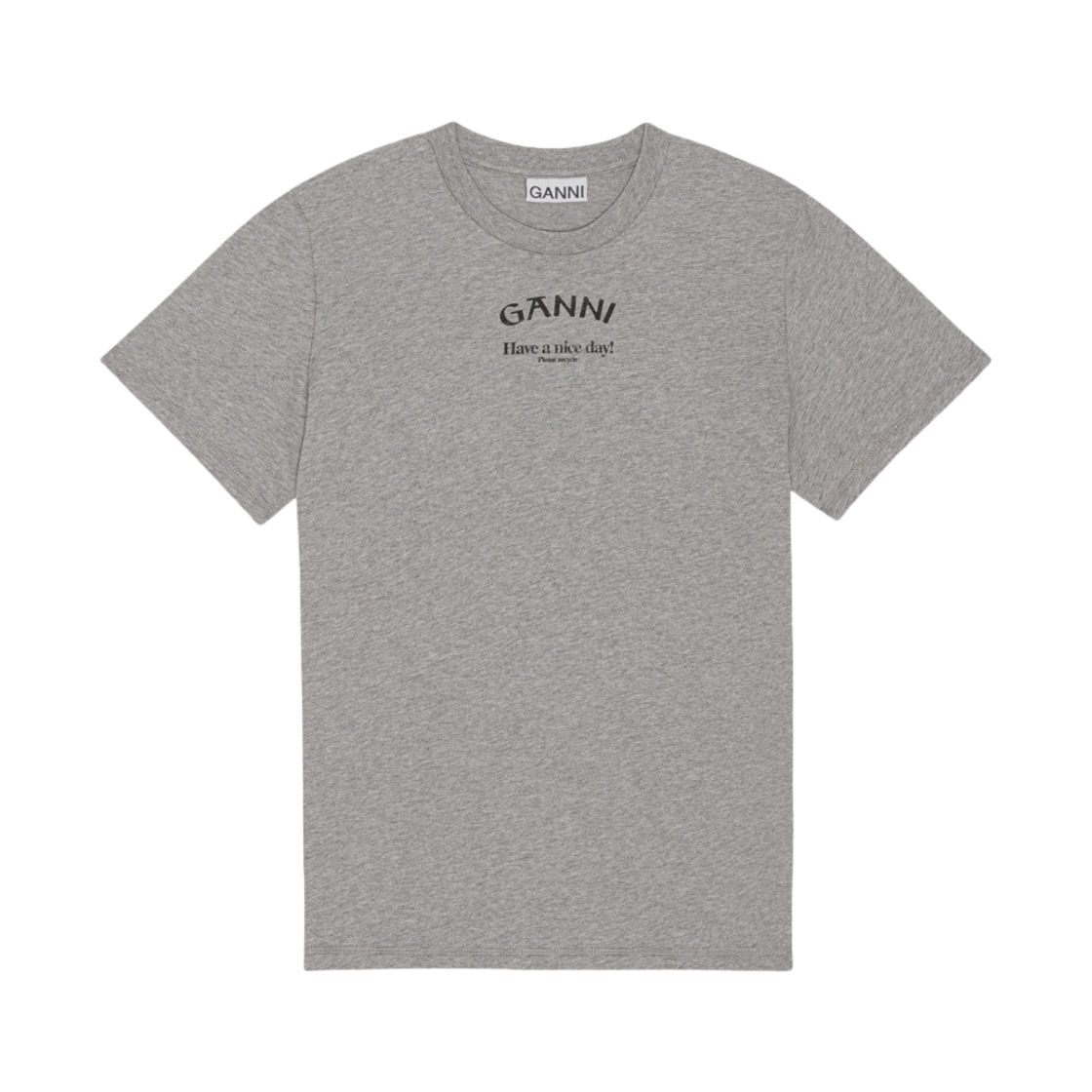 (W) 가니 그레이 릴렉스트 오넥 티셔츠 팔로마 멜란지((W) Ganni Grey Relaxed O-Neck T-Shirt Paloma Melange) - 1