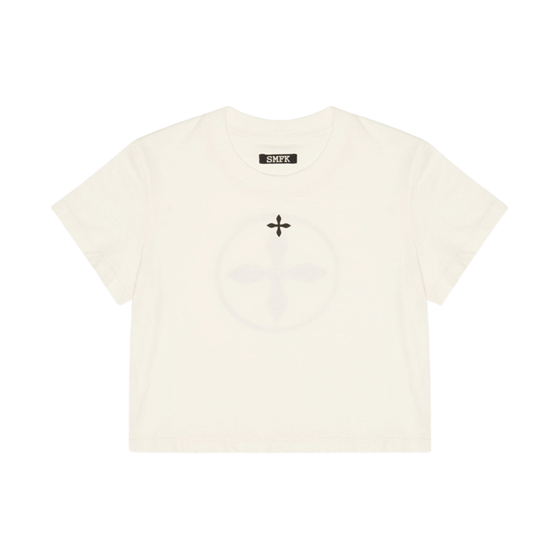 (W) 에스엠에프케이 컴퍼스 크로스 슬림 핏 티셔츠 화이트((W) SMFK Compass Cross Slim Fit T-Shirt White)