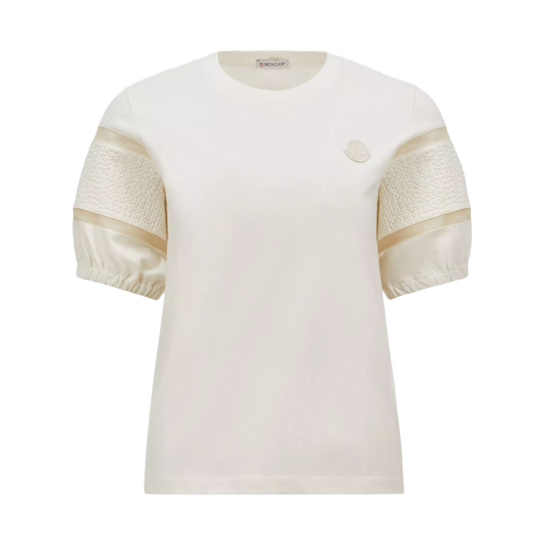 K1-093-8C00032-89ADC-034 (W) Moncler Silk Trim Cotton T-Shirt White - 25SS