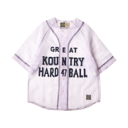 Kapital Sheer Stripe Great Kountry Baseball Shirt Light Purple