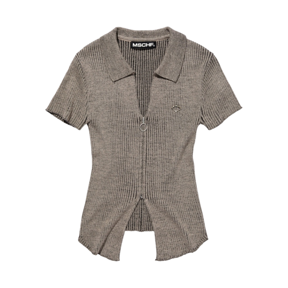 (W) 미스치프 니티드 투톤 셔츠 베이지 블랙((W) Mischief Knitted Two Tone Shirt Beige Black)