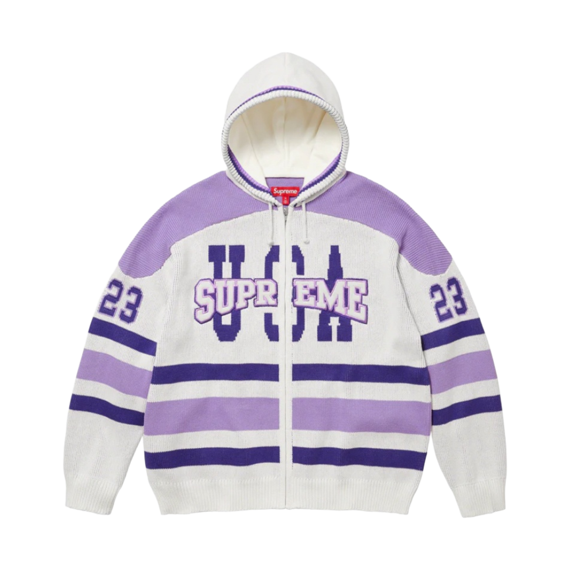 - Supreme USA Zip Up Hooded Sweater White - 23FW