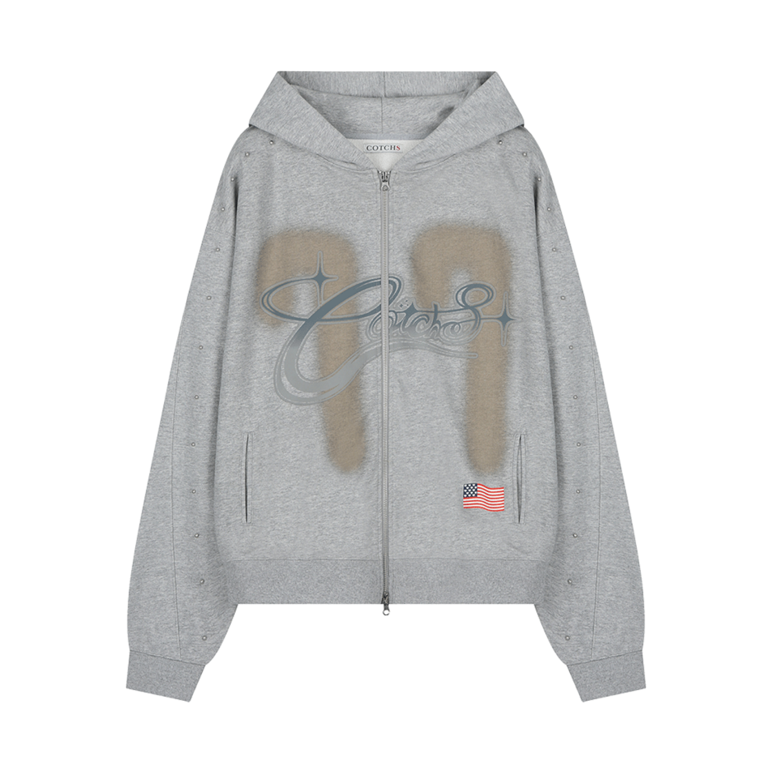 카치스 럭키77 후디드 집업 그레이(Cotchs Lucky77 Hooded Zip Up Grey)