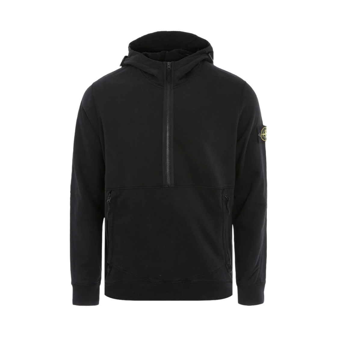 스톤 아일랜드 60451 가먼트 다이드 하프 집 후드 스웨트셔츠 블랙 - 21SS(Stone Island 60451 Garment Dyed Half Zip Hooded Sweatshirt Black - 21SS) - 1