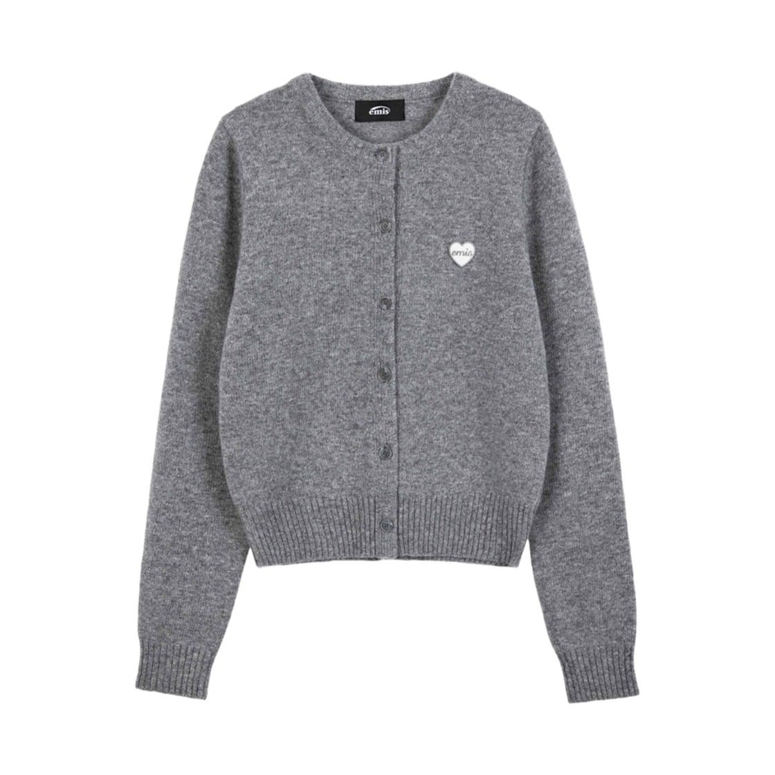 (W) 이미스 하트 와펜 가디건 멜란지 그레이((W) Emis Heart Wappen Cardigan Melange Gray) - 1