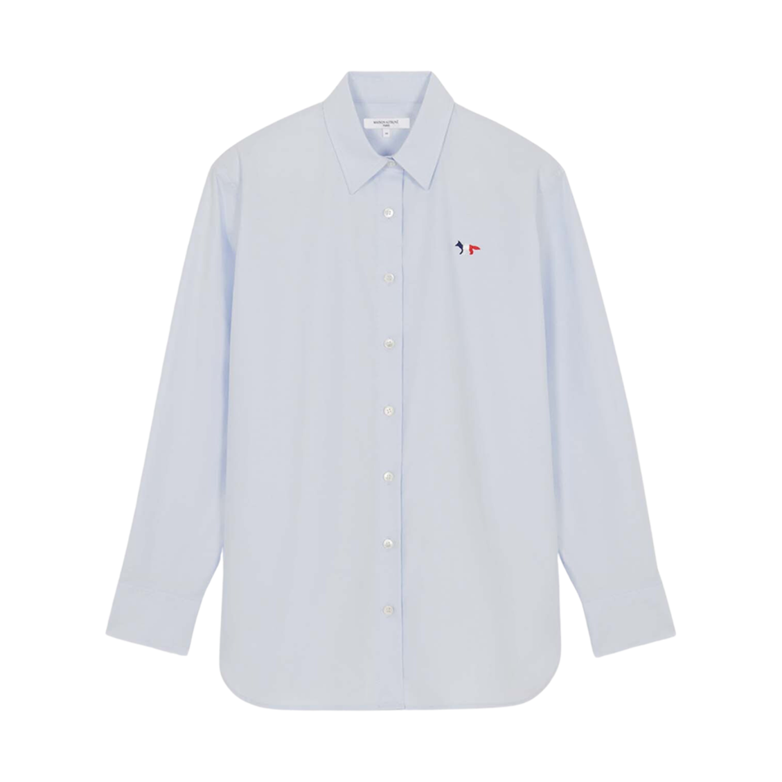 (W) 메종 키츠네 트라이컬러 폭스 패치 클래식 셔츠 라이트 블루((W) Maison Kitsune Tricolor Fox Patch Classic Shirt Light Blue) - 1