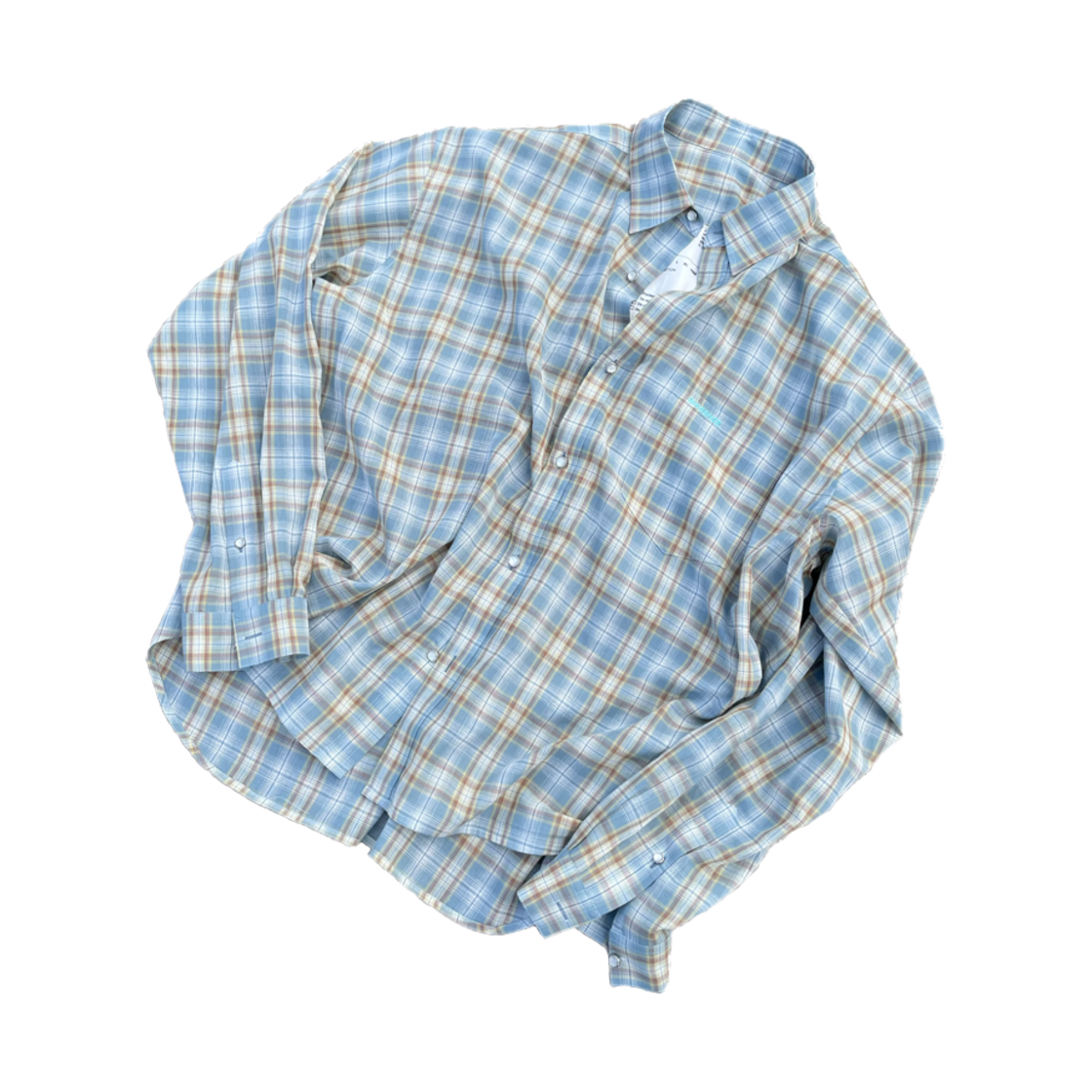 인센스 라지 핏 펄 블루 플란넬 셔츠 스카이블루