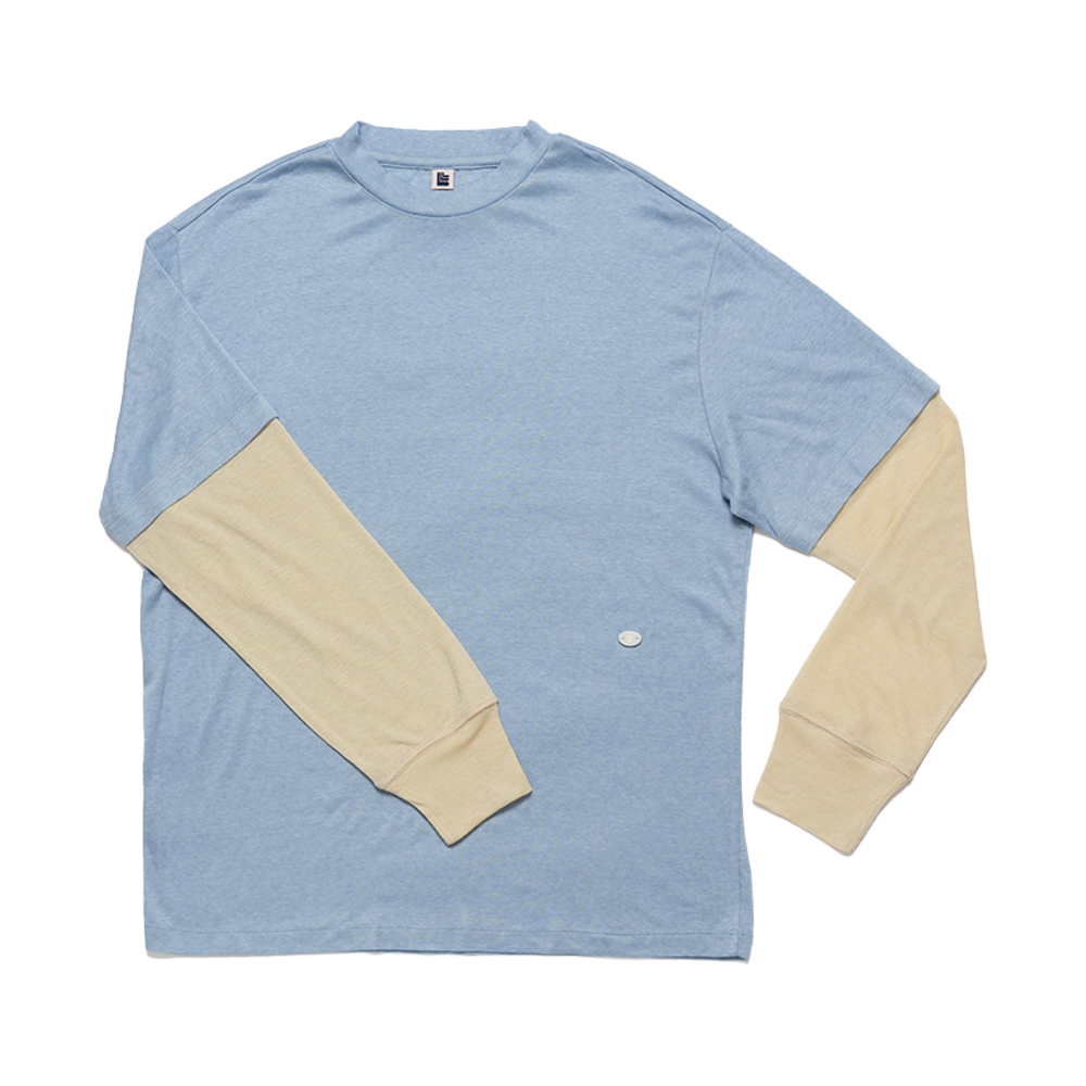 LLL90C-LTS-SBL009F LLL Design Studio Wool Tencel Layered Long-Sleeve Tee Sky Blue