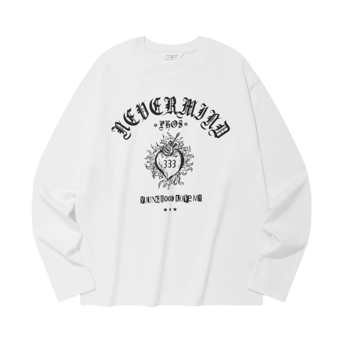 포스333 해자드 001 영 하트 롱 슬리브 화이트(PHOS333 Hazzard 001 Young Heart Long Sleeve White)