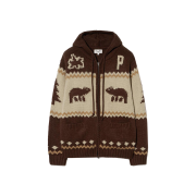 Phyps Dept Bear Two Way Nordic Knit Hooded Zip-Up Brown