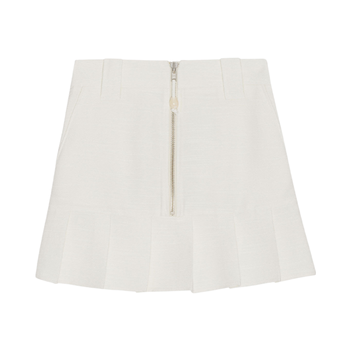 F7878-135 (W) Ganni Slub Linen Mini Skirt Egret