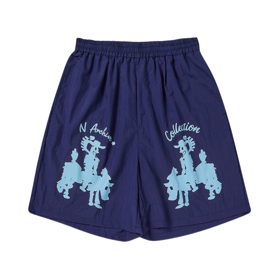 NV24SUSP04NV N ARCHIVE Light Weight Hand Drawing Nylon Bumuda Pants Navy