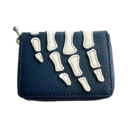 Kapital Thumbs Up Bone Hand Zip Mini Wallet Navy