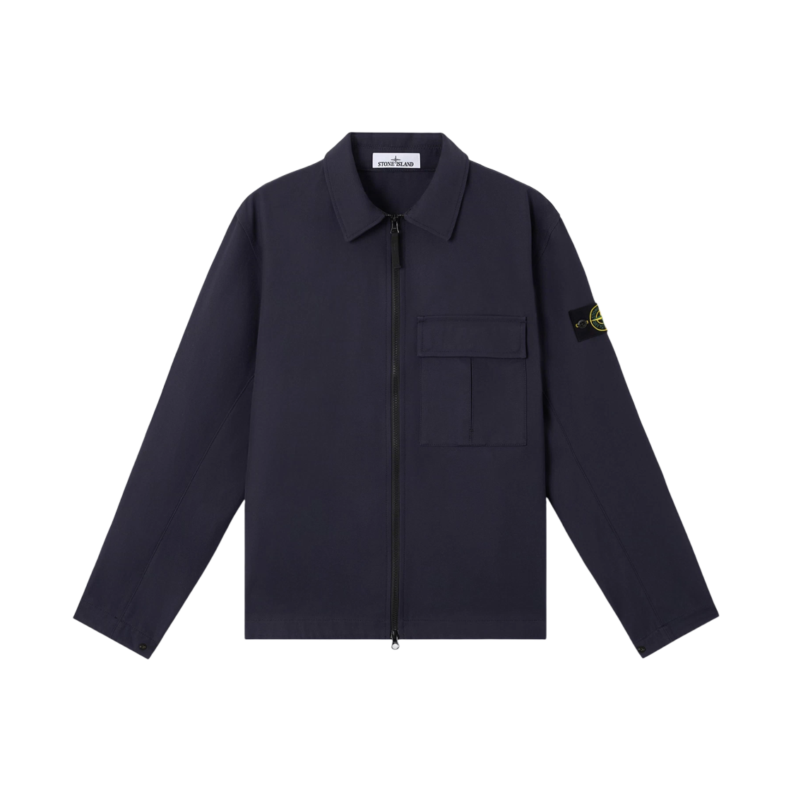 K2S1512000-10S0164-V0026 Stone Island 1200010 Panama Cotton Comfort Fit Overshirt with Gusseted Chest Pocket Ink Blue - 25FW