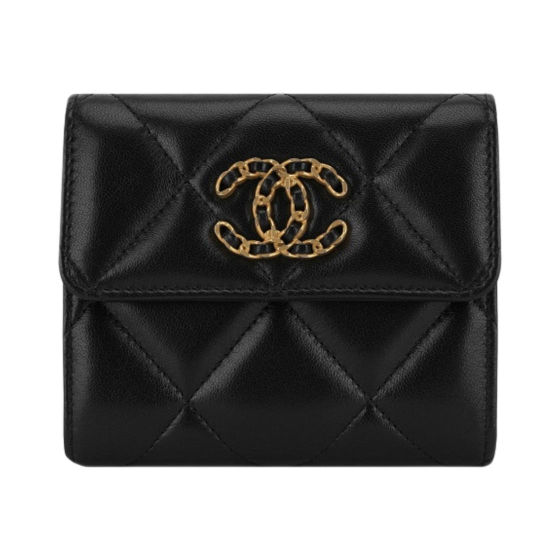 샤넬 19 스몰 플랩 지갑 램스킨 & 골드 메탈 블랙(Chanel Small 19 Flap Wallet Lambskin & Gold Black) - 1