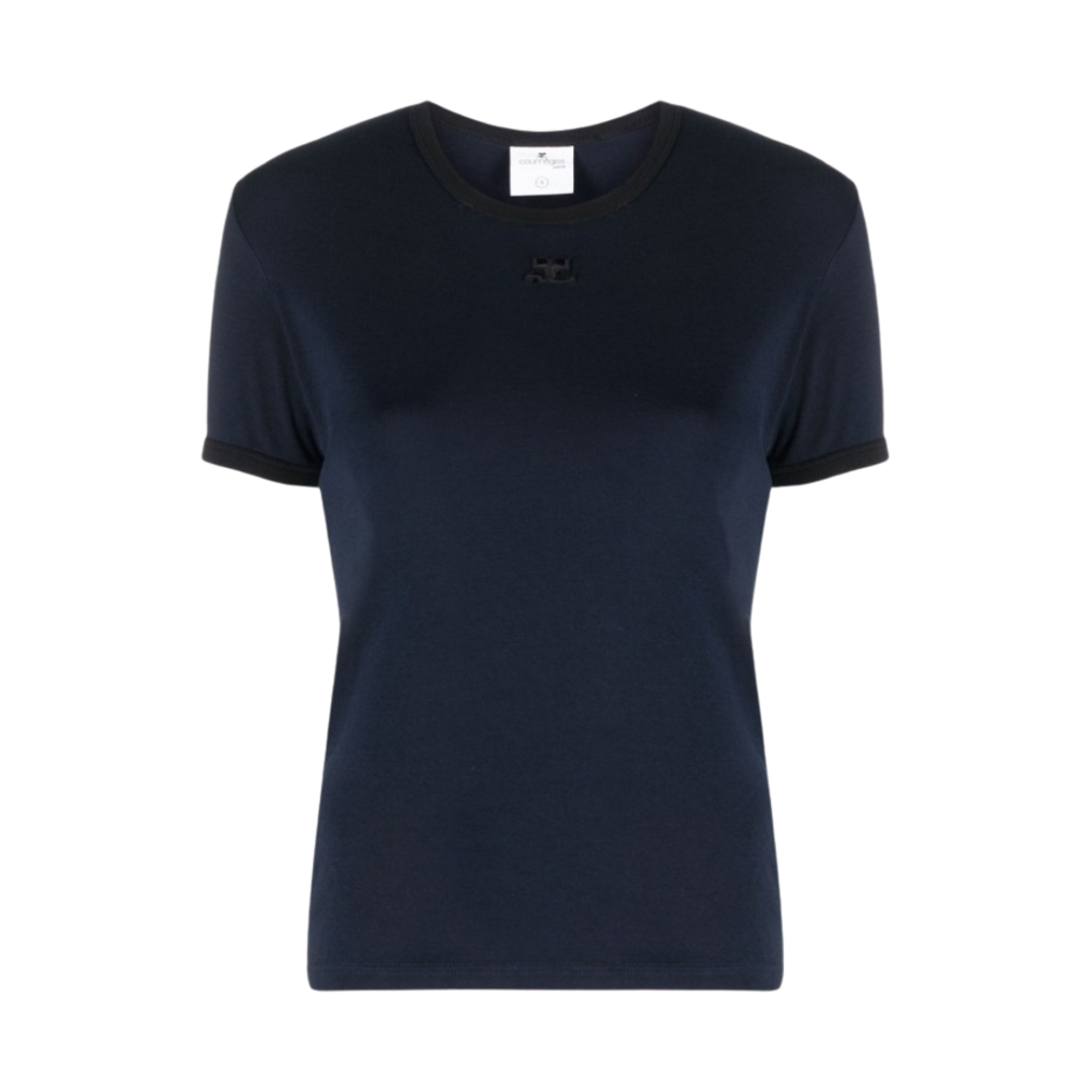 (W) 꾸레쥬 리에디션 범피 콘트라스트 티셔츠 오션 블루 블랙((W) Courreges Reedition Bumpy Contrast T-Shirt Ocean Blue Black) - 1