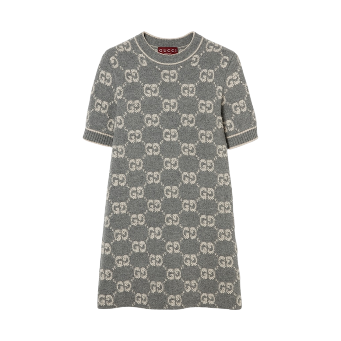 (W) 구찌 GG 울 부클레 자카드 드레스 그레이 아이보리((W) Gucci GG Wool Boucle Jacquard Dress Grey Ivory) - 1