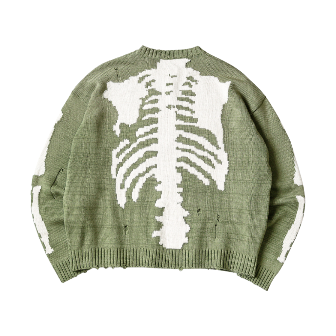 캐피탈 5G 코튼 본 크루넥 스웨터 카키(Kapital 5G Cotton Knit Bone Crewneck Sweater Khaki)